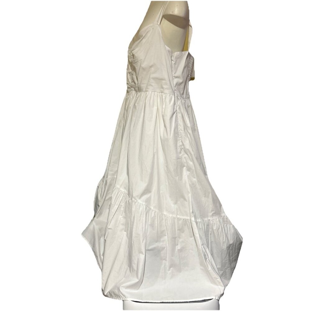 Tiered Maxi Dress White Extra Large XL Lined Cotton Boho Pockets Summer New - Picture 9 of 15